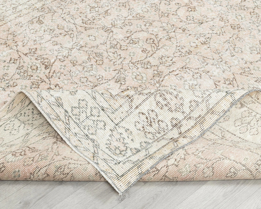 Beige Turkish Oushak Rug 6' 6" x 9' 10" Hand-Knotted | No. VR36503