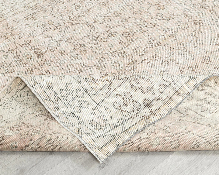 Beige Turkish Oushak Rug 6' 6" x 9' 10" Hand-Knotted | No. VR36503