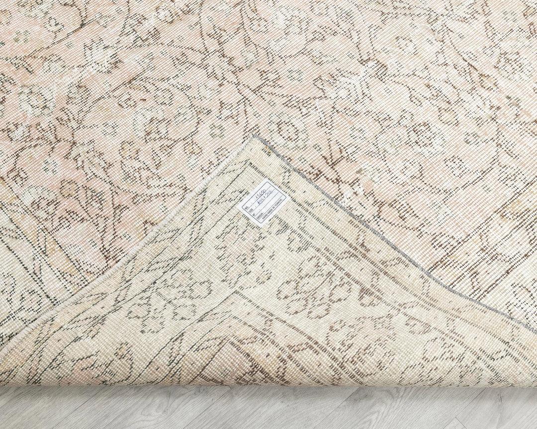 Beige Turkish Oushak Rug 6' 6" x 9' 10" Hand-Knotted | No. VR36503