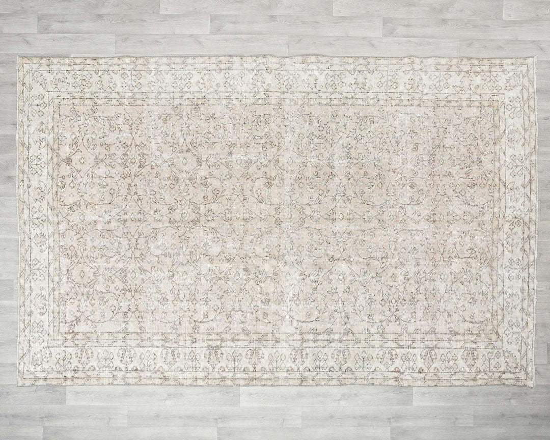 Beige Turkish Oushak Rug 6' 6" x 9' 10" Hand-Knotted | No. VR36503