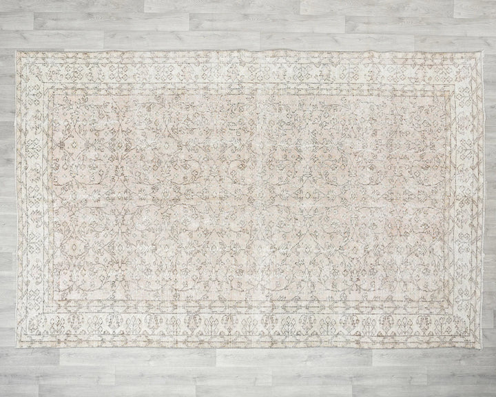 Beige Turkish Oushak Rug 6' 6" x 9' 10" Hand-Knotted | No. VR36503