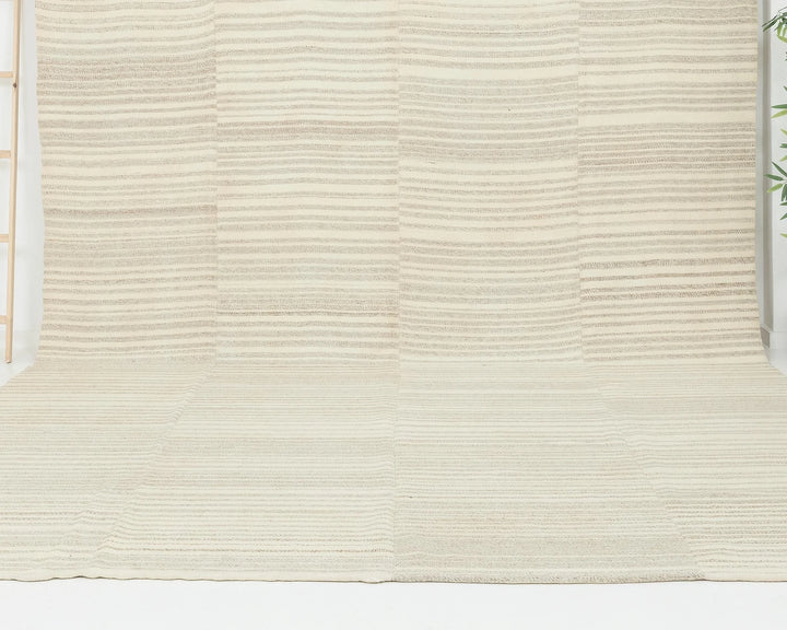 Beige Turkish Kilim Rug 9' 6" x 12' 10" Flat-Weave | No. VR36721