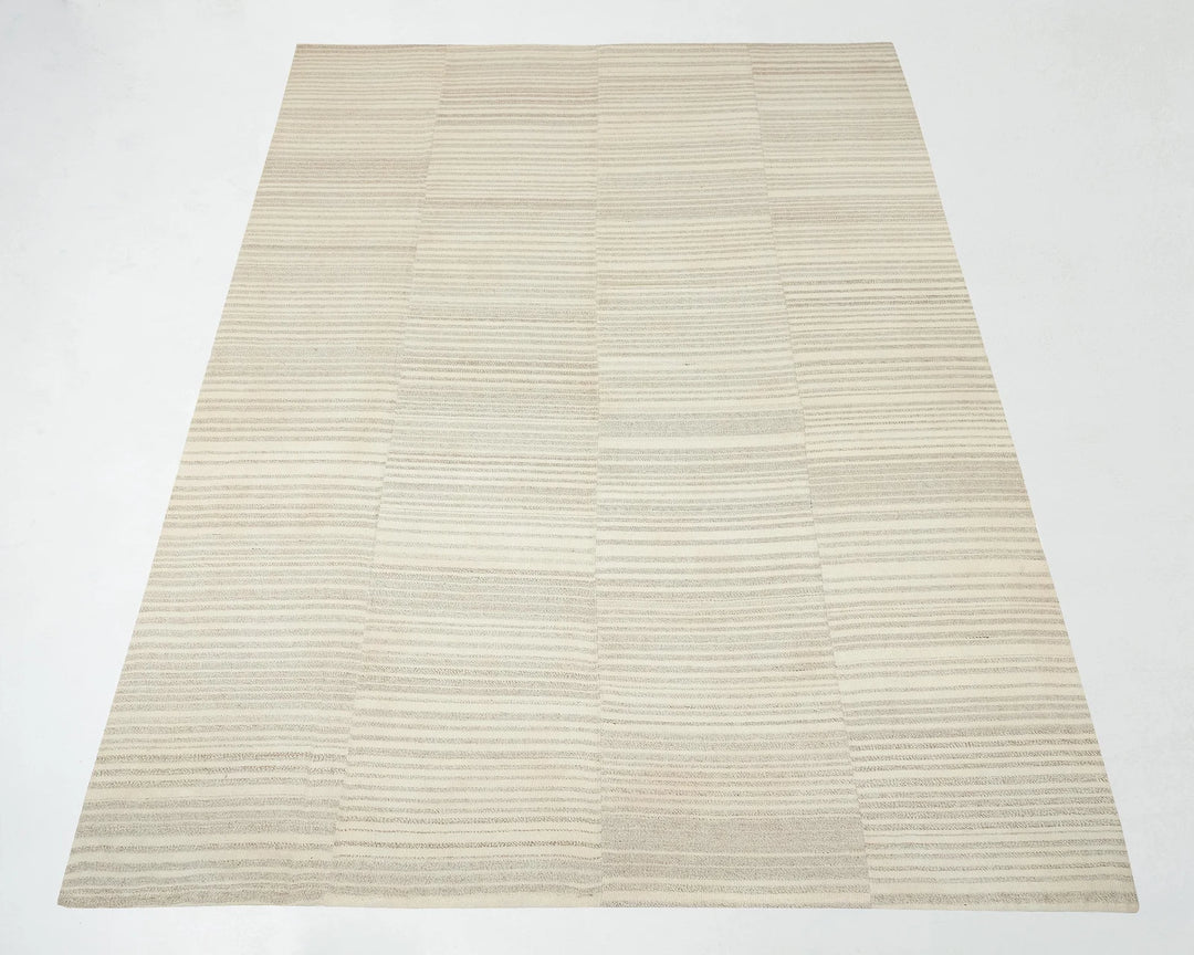 Beige Turkish Kilim Rug 9' 6" x 12' 10" Flat-Weave | No. VR36721