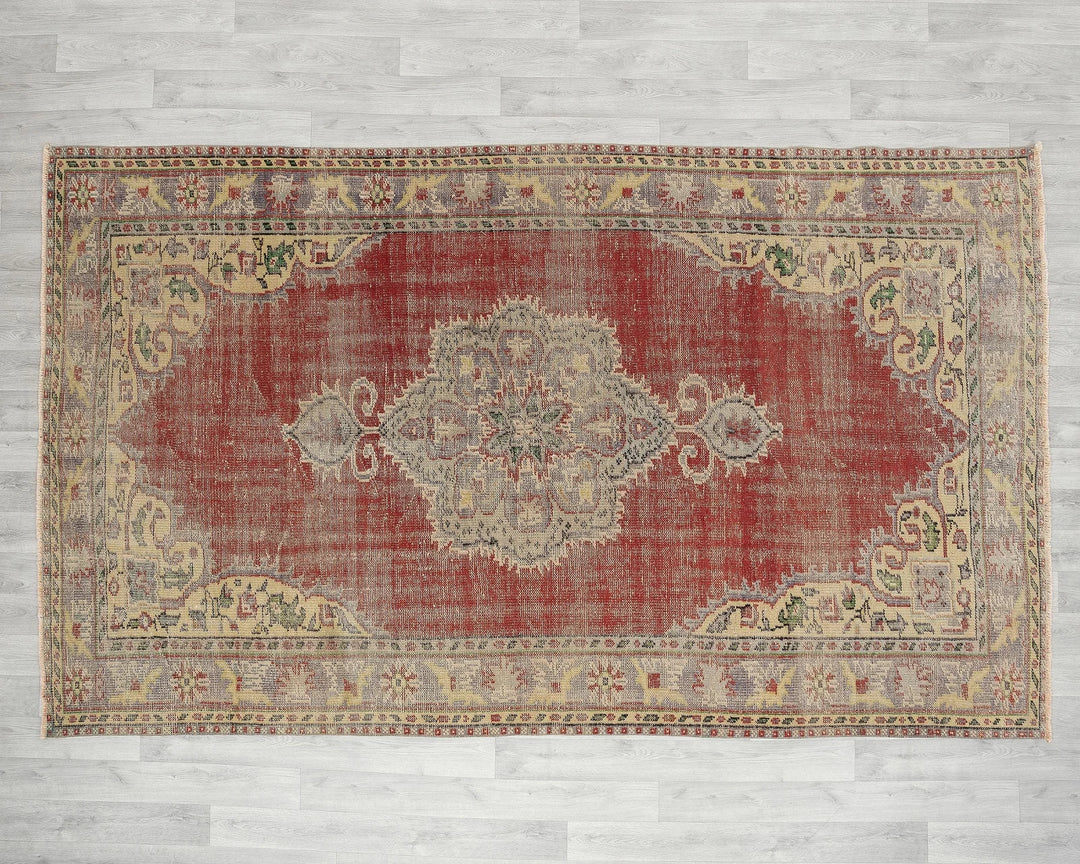 Red Turkish Oushak Rug 5' 10" x 9' 4" Hand-Knotted | No. VR36774