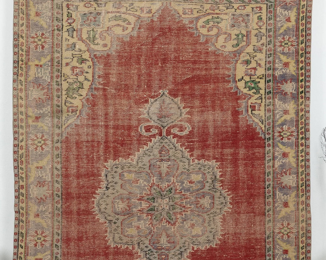 Red Turkish Oushak Rug 5' 10" x 9' 4" Hand-Knotted | No. VR36774