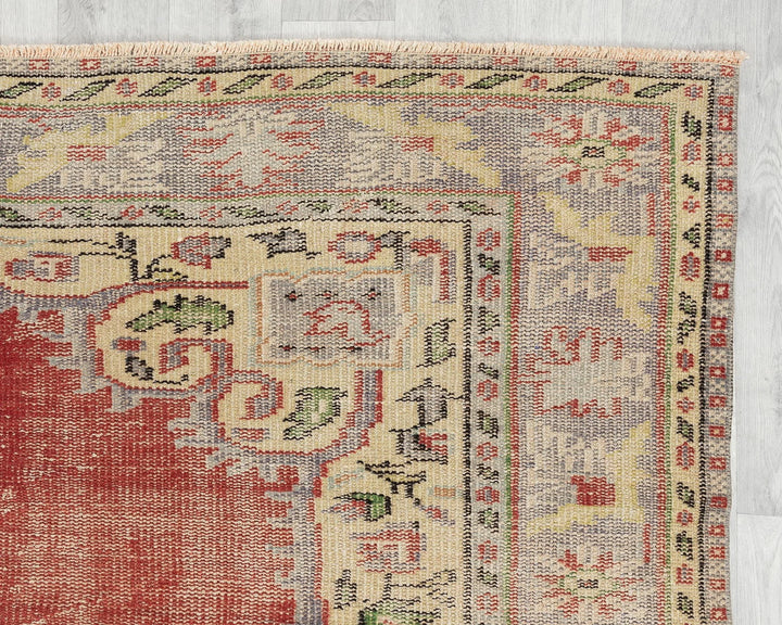 Red Turkish Oushak Rug 5' 10" x 9' 4" Hand-Knotted | No. VR36774