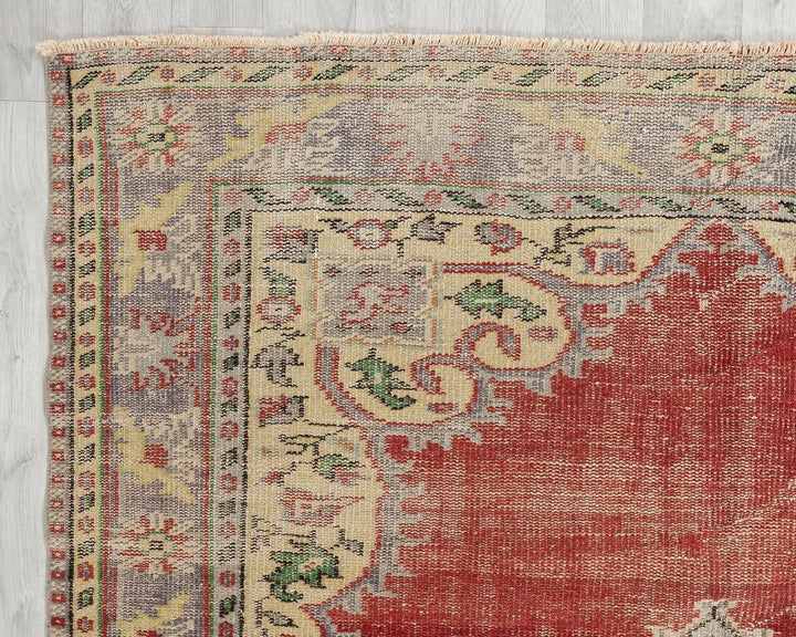 Red Turkish Oushak Rug 5' 10" x 9' 4" Hand-Knotted | No. VR36774