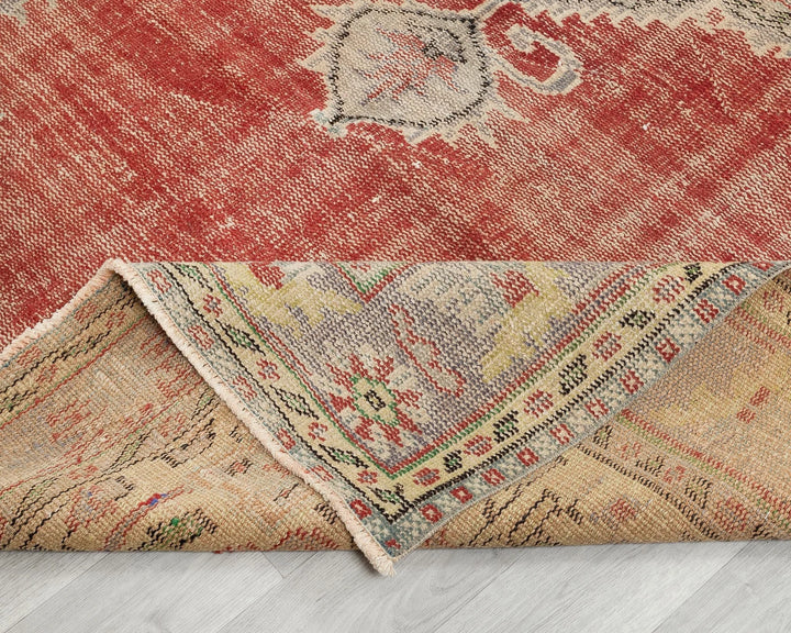 Red Turkish Oushak Rug 5' 10" x 9' 4" Hand-Knotted | No. VR36774