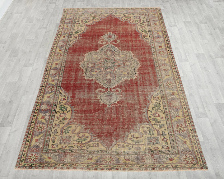 Red Turkish Oushak Rug 5' 10" x 9' 4" Hand-Knotted | No. VR36774