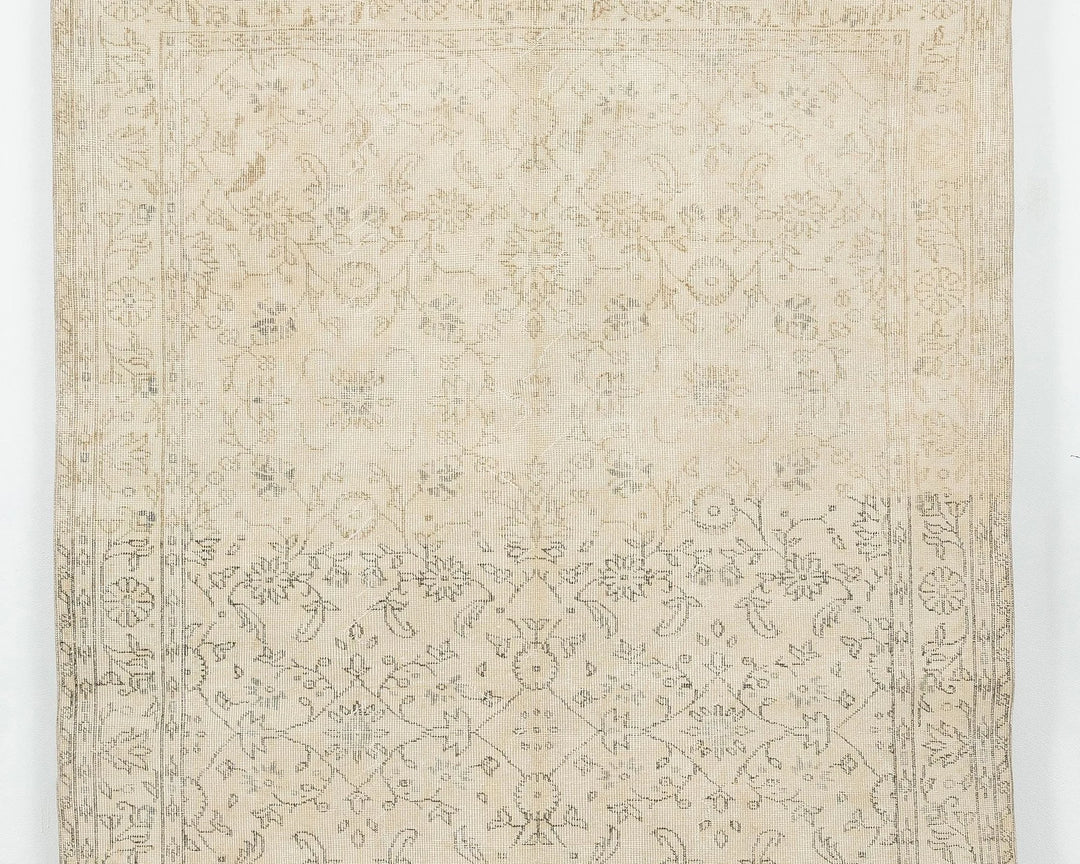 Beige Turkish Oushak Rug 5' 8" x 9' Hand-Knotted | No. VR36818