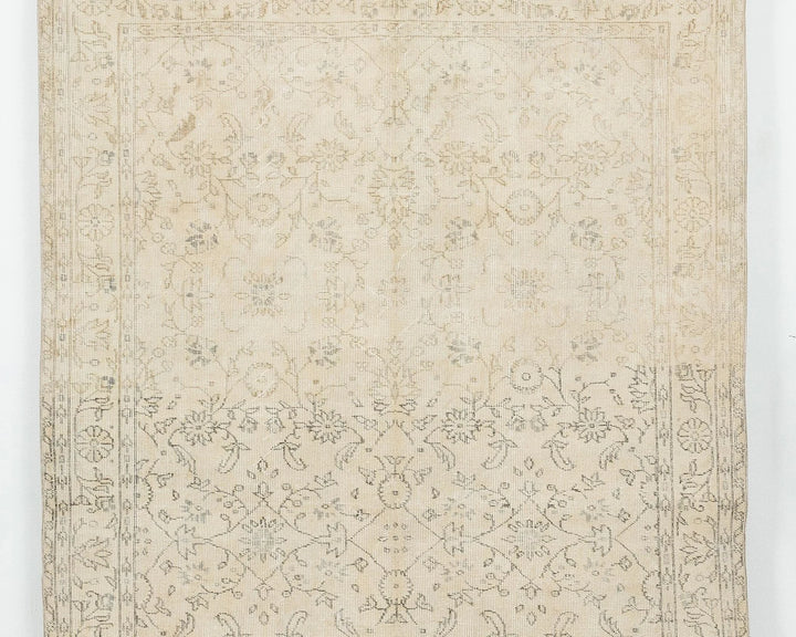 Beige Turkish Oushak Rug 5' 8" x 9' Hand-Knotted | No. VR36818