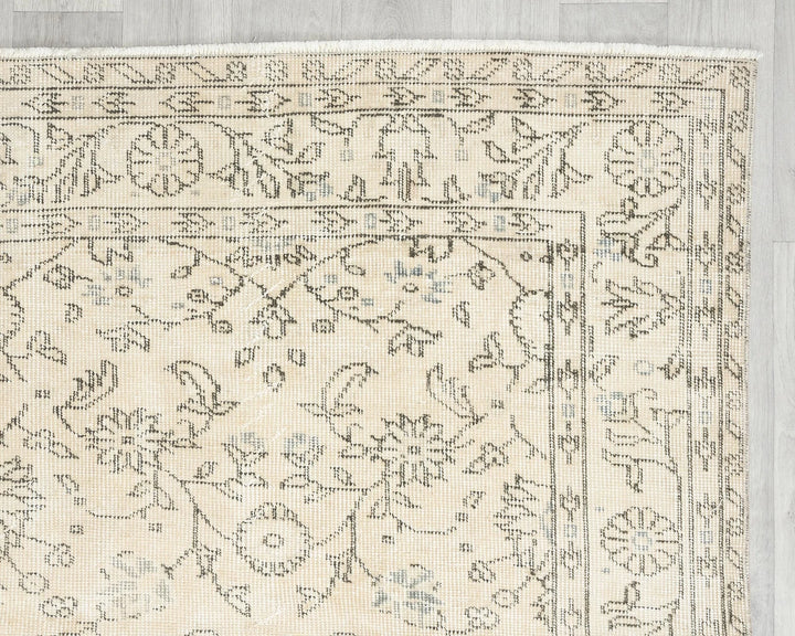 Beige Turkish Oushak Rug 5' 8" x 9' Hand-Knotted | No. VR36818