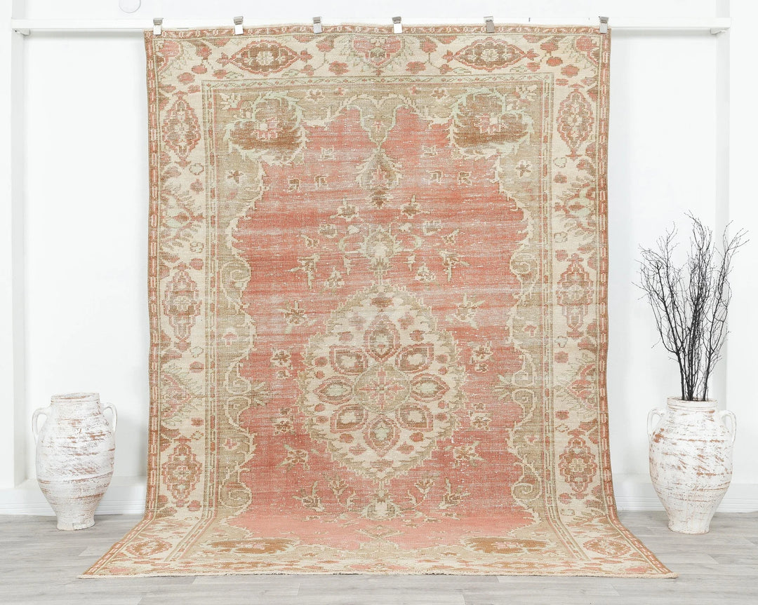 Multicolor Turkish Oushak Rug 6'5" x 9'4" Hand-Knotted | No. VR36825