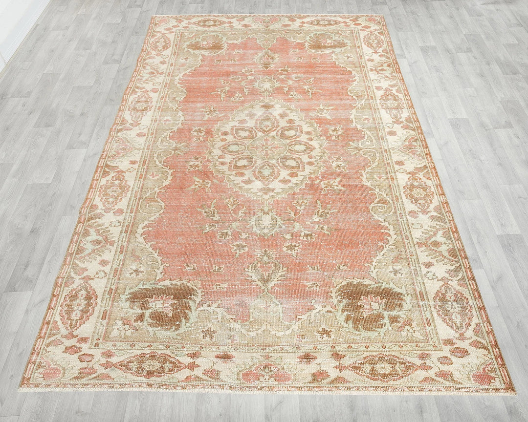 Multicolor Turkish Oushak Rug 6'5" x 9'4" Hand-Knotted | No. VR36825