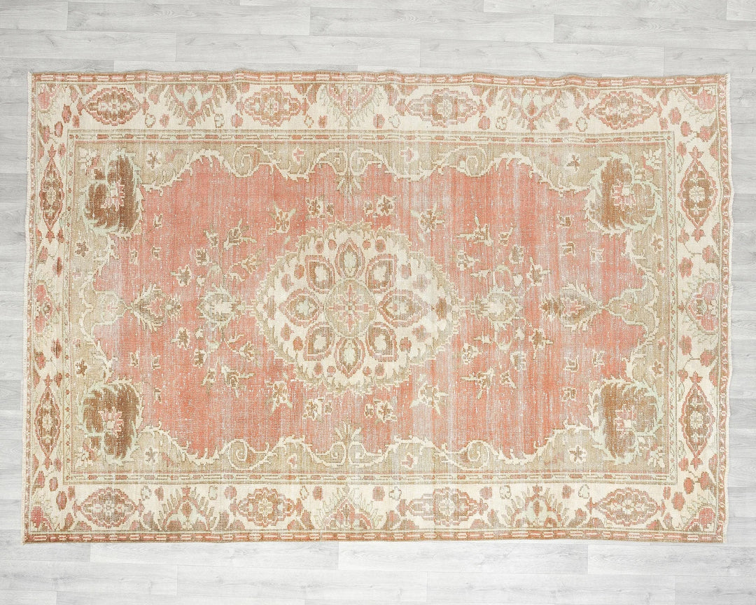 Multicolor Turkish Oushak Rug 6'5" x 9'4" Hand-Knotted | No. VR36825