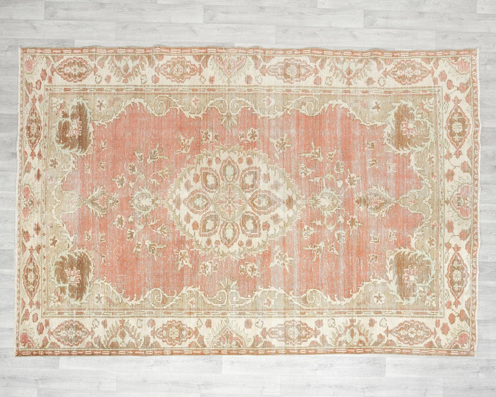 Multicolor Turkish Oushak Rug 6'5" x 9'4" Hand-Knotted | No. VR36825