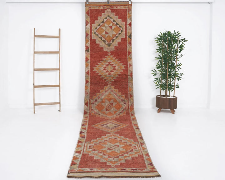 Multicolor Turkish Oushak Rug 2'6" x 12'6" Hand-Knotted | No. VR36856