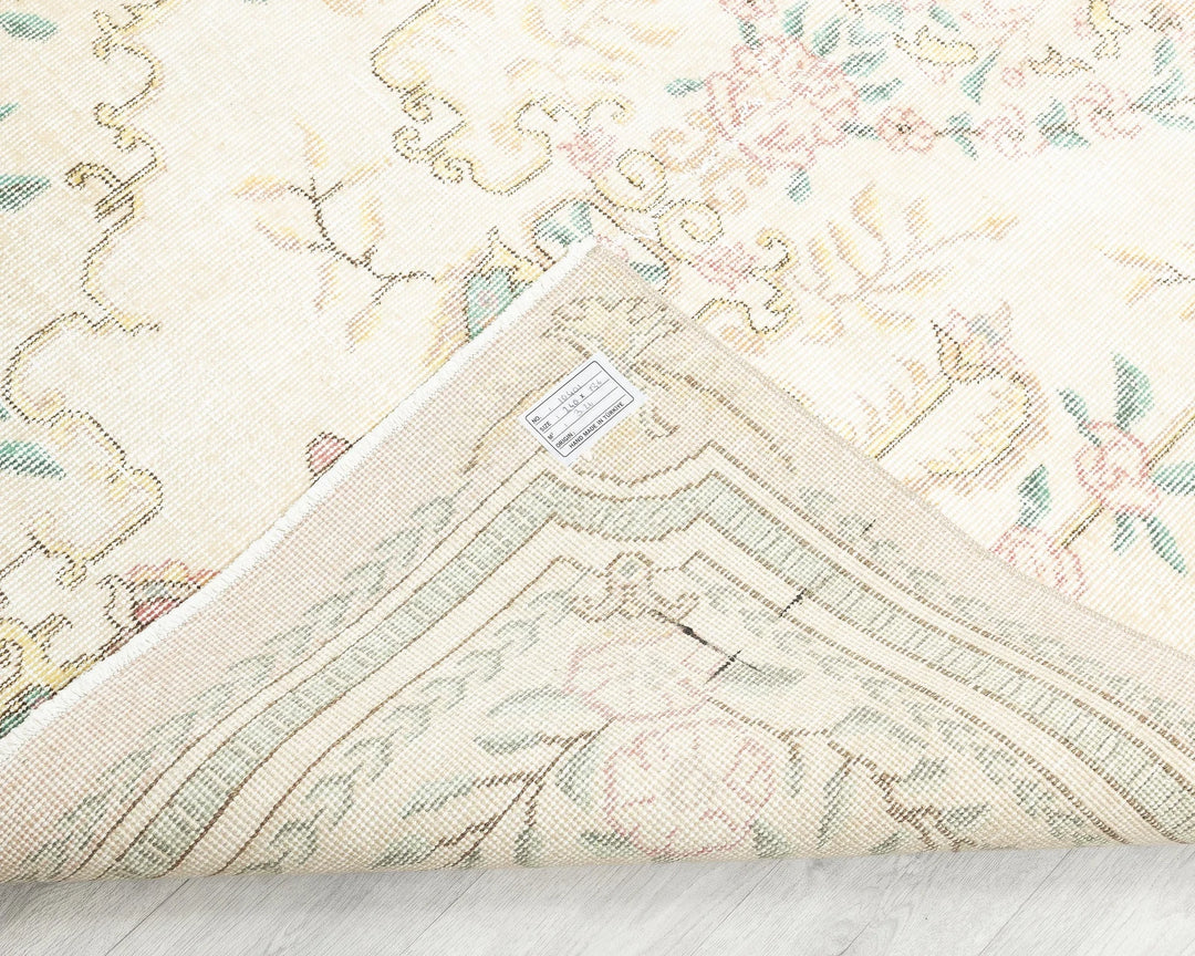 Beige Turkish Oushak Rug 4' 6" x 7' 11" Hand-Knotted | No. VR36921