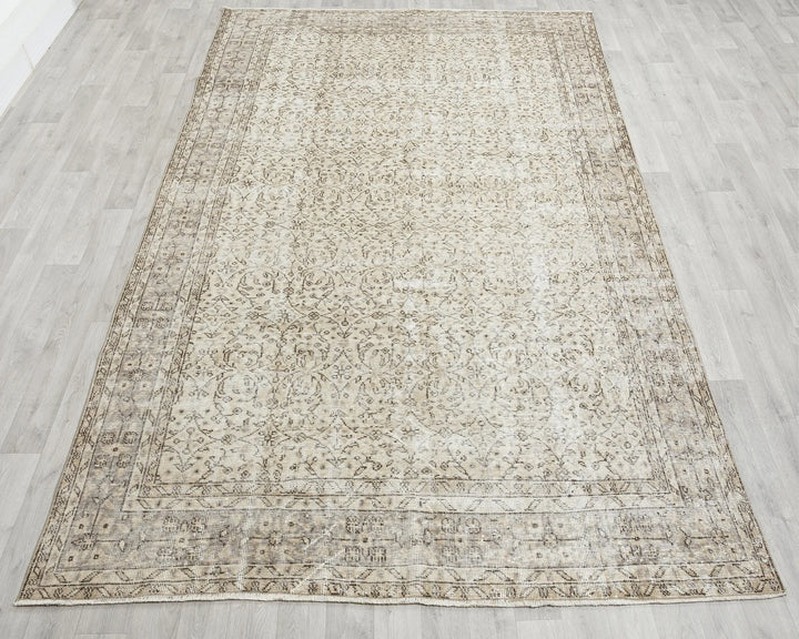 Beige Turkish Oushak Rug 6' 9" x 10' Hand-Knotted | No. VR36939