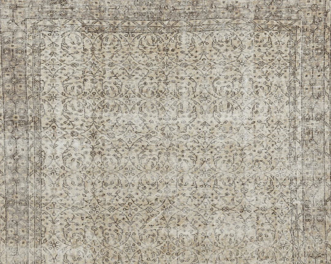 Beige Turkish Oushak Rug 6' 9" x 10' Hand-Knotted | No. VR36939