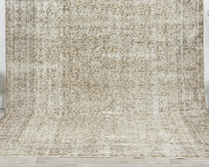 Beige Turkish Oushak Rug 6' 9" x 10' Hand-Knotted | No. VR36939