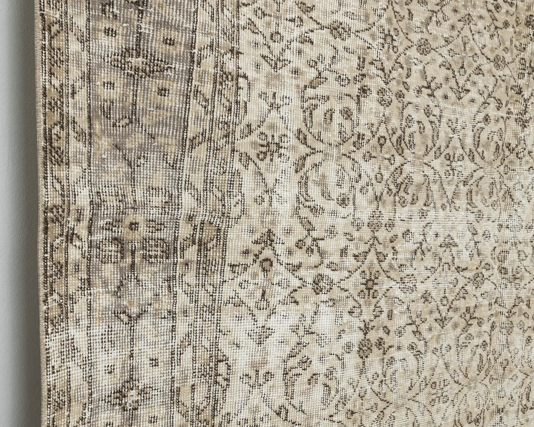 Beige Turkish Oushak Rug 6' 9" x 10' Hand-Knotted | No. VR36939