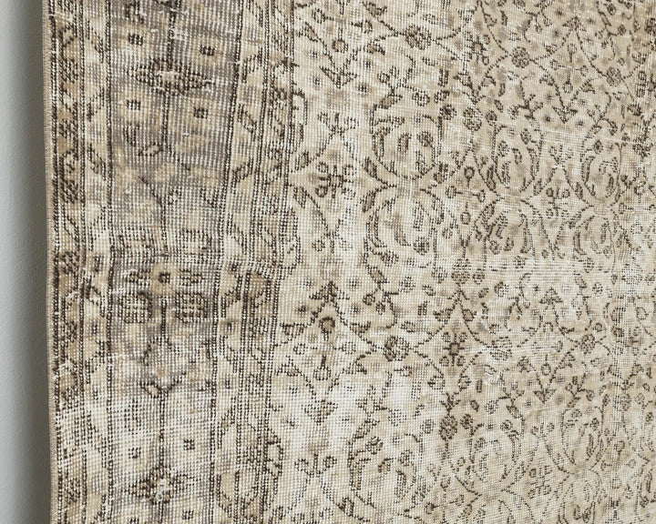 Beige Turkish Oushak Rug 6' 9" x 10' Hand-Knotted | No. VR36939