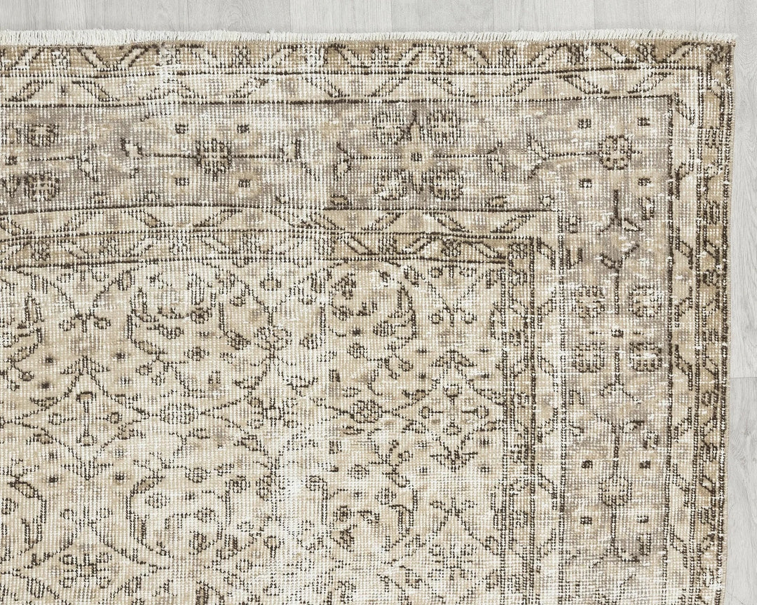 Beige Turkish Oushak Rug 6' 9" x 10' Hand-Knotted | No. VR36939