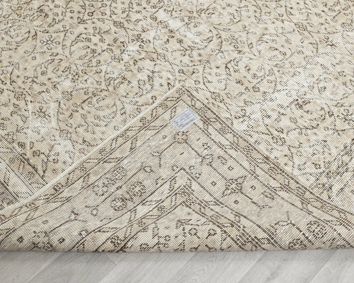 Beige Turkish Oushak Rug 6' 9" x 10' Hand-Knotted | No. VR36939