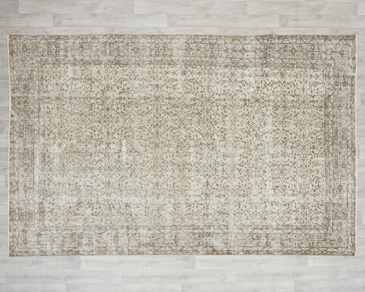 Beige Turkish Oushak Rug 6' 9" x 10' Hand-Knotted | No. VR36939