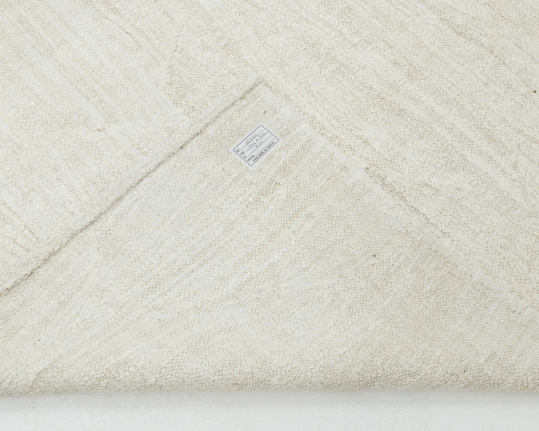 White Turkish Kilim Rug 8' 4" x 10' 11" Flat-Weave | No. VR36973