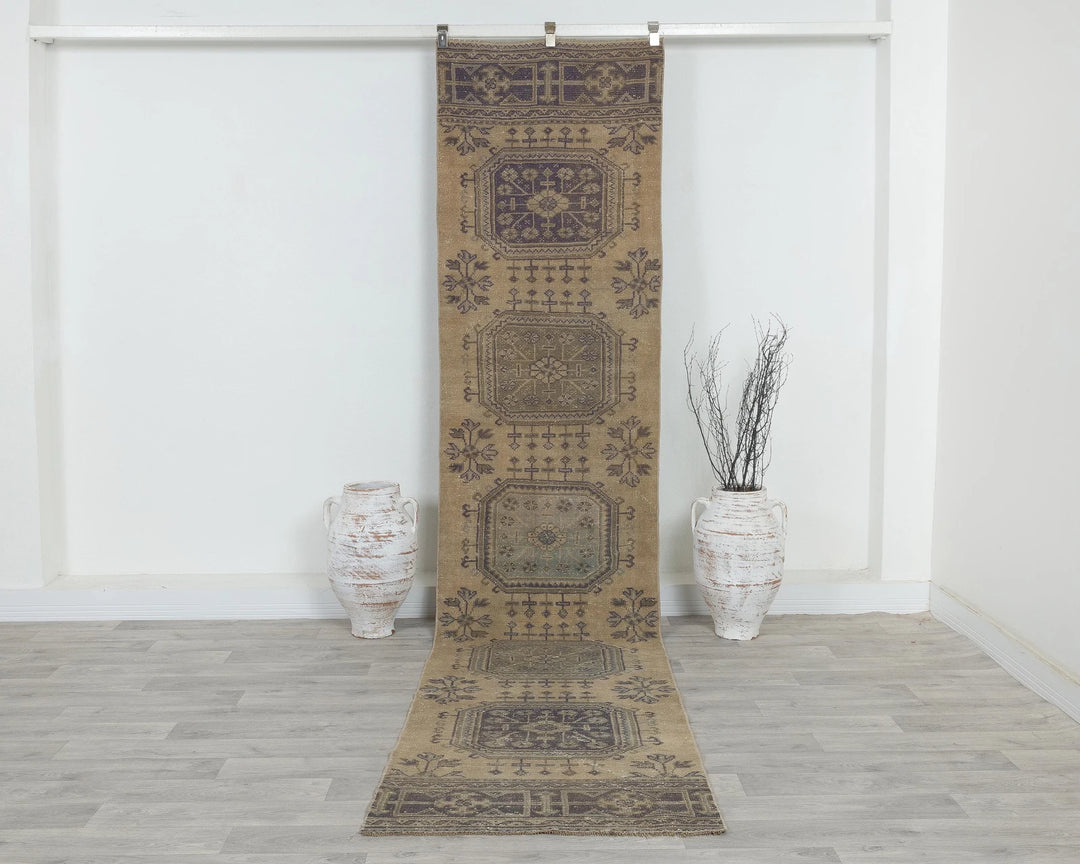 Multicolor Turkish Oushak Rug 2'7" x 11'4" Hand-Knotted