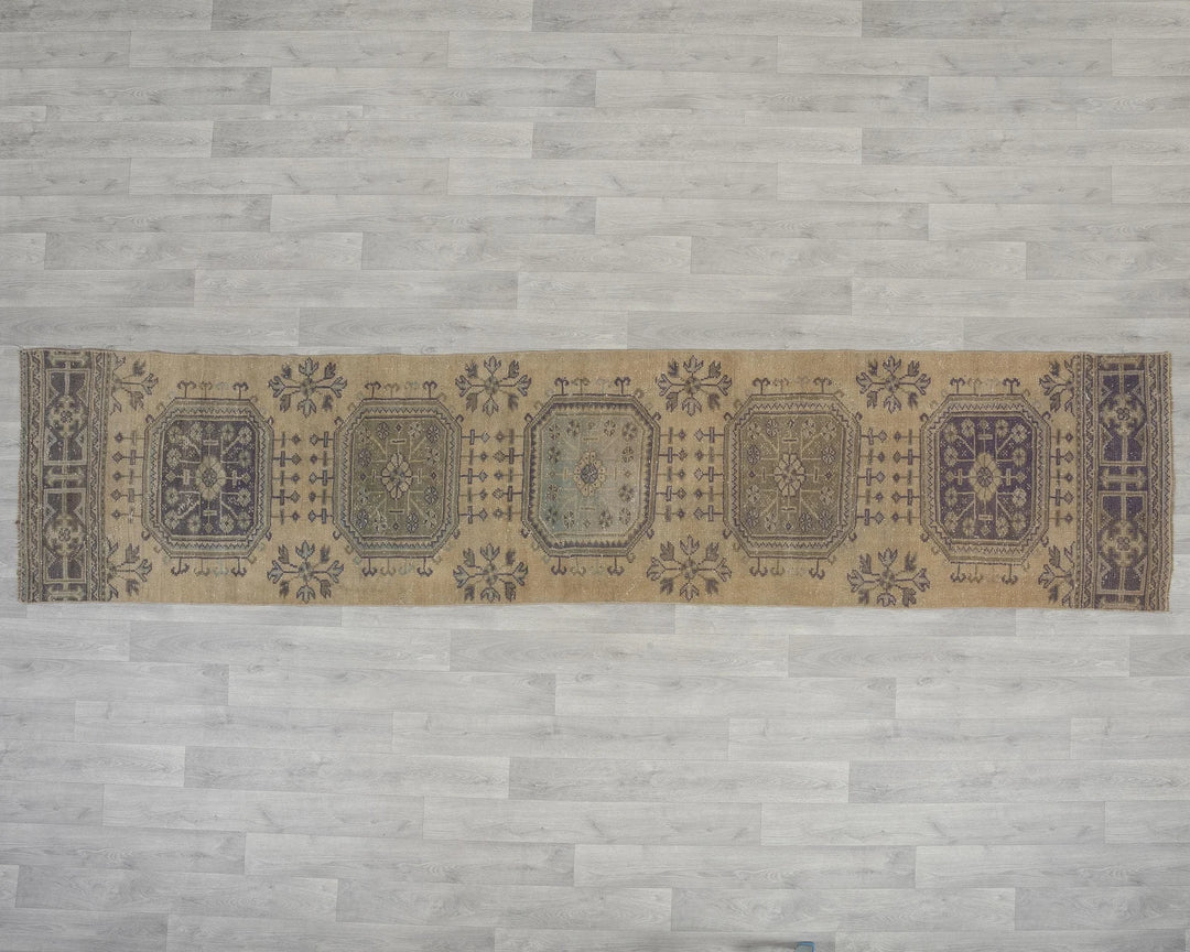 Multicolor Turkish Oushak Rug 2'7" x 11'4" Hand-Knotted view 9