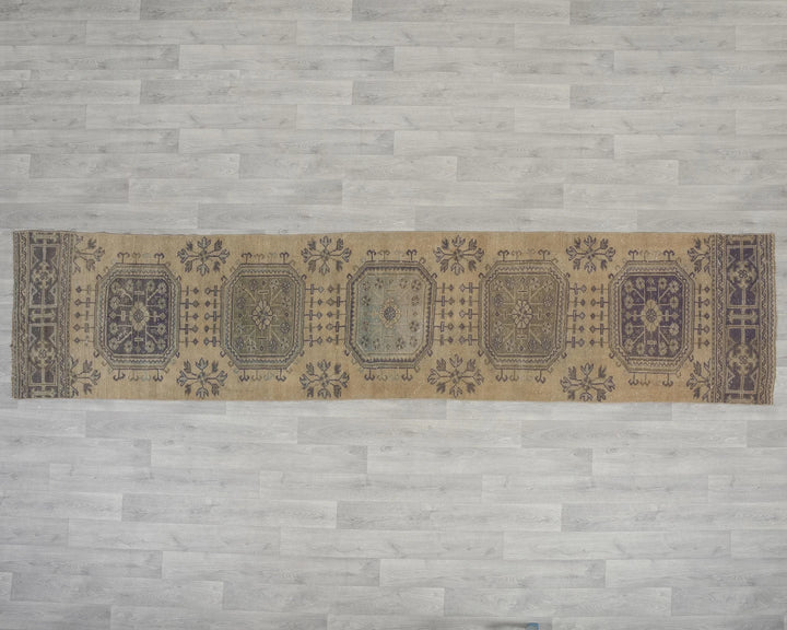 Multicolor Turkish Oushak Rug 2'7" x 11'4" Hand-Knotted view 9
