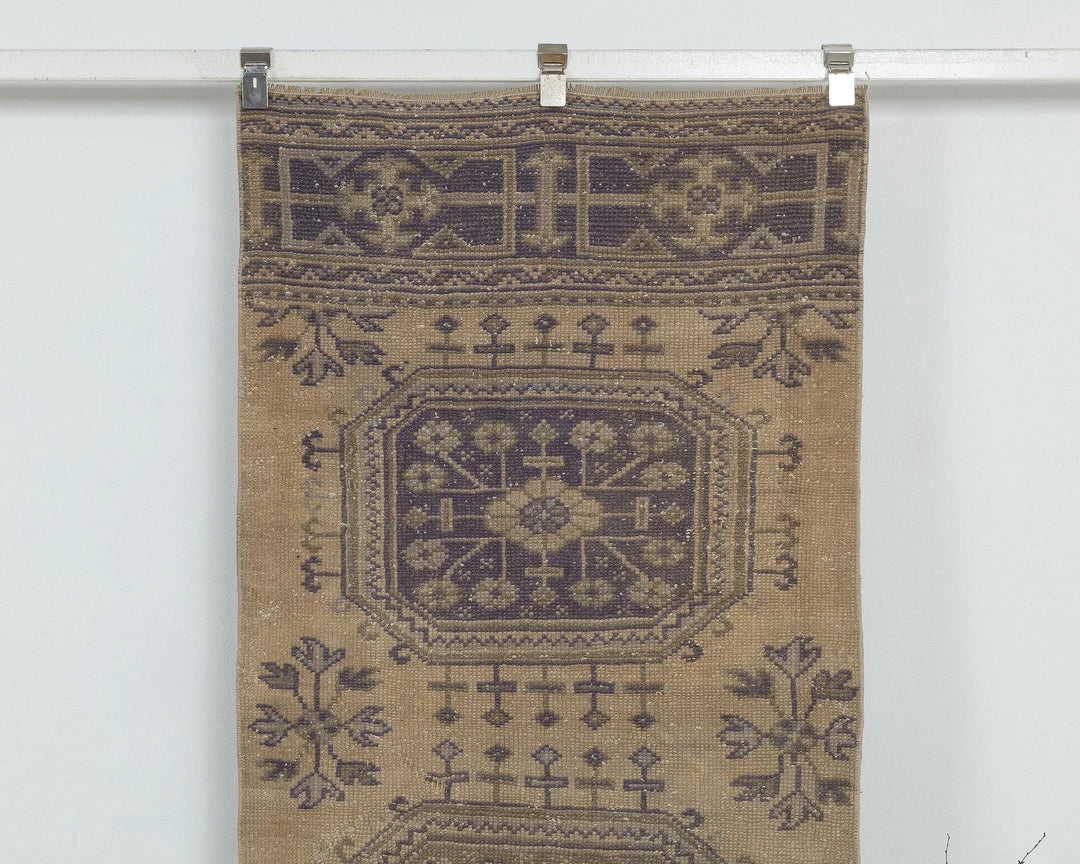 Multicolor Turkish Oushak Rug 2'7" x 11'4" Hand-Knotted detail