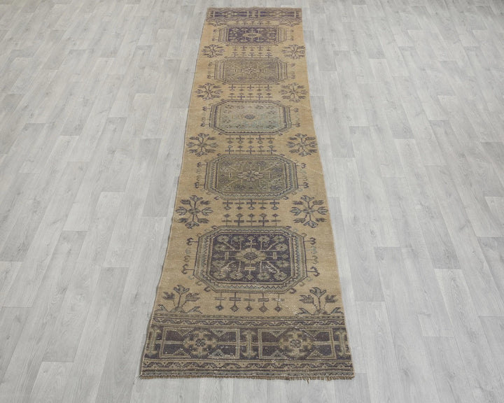 Multicolor Turkish Oushak Rug 2'7" x 11'4" Hand-Knotted reverse