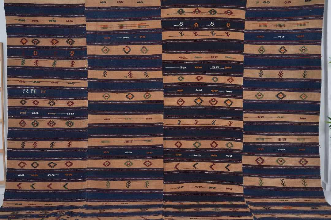 Multicolor Turkish Kilim Rug 9' 6" x 13' 1" Flat-Weave | No. VR37041