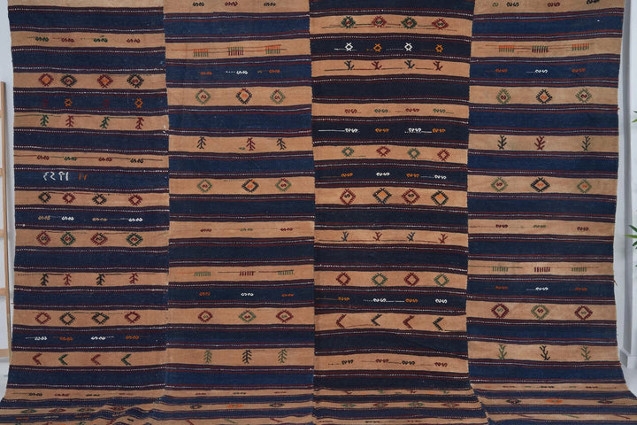 Multicolor Turkish Kilim Rug 9' 6" x 13' 1" Flat-Weave | No. VR37041