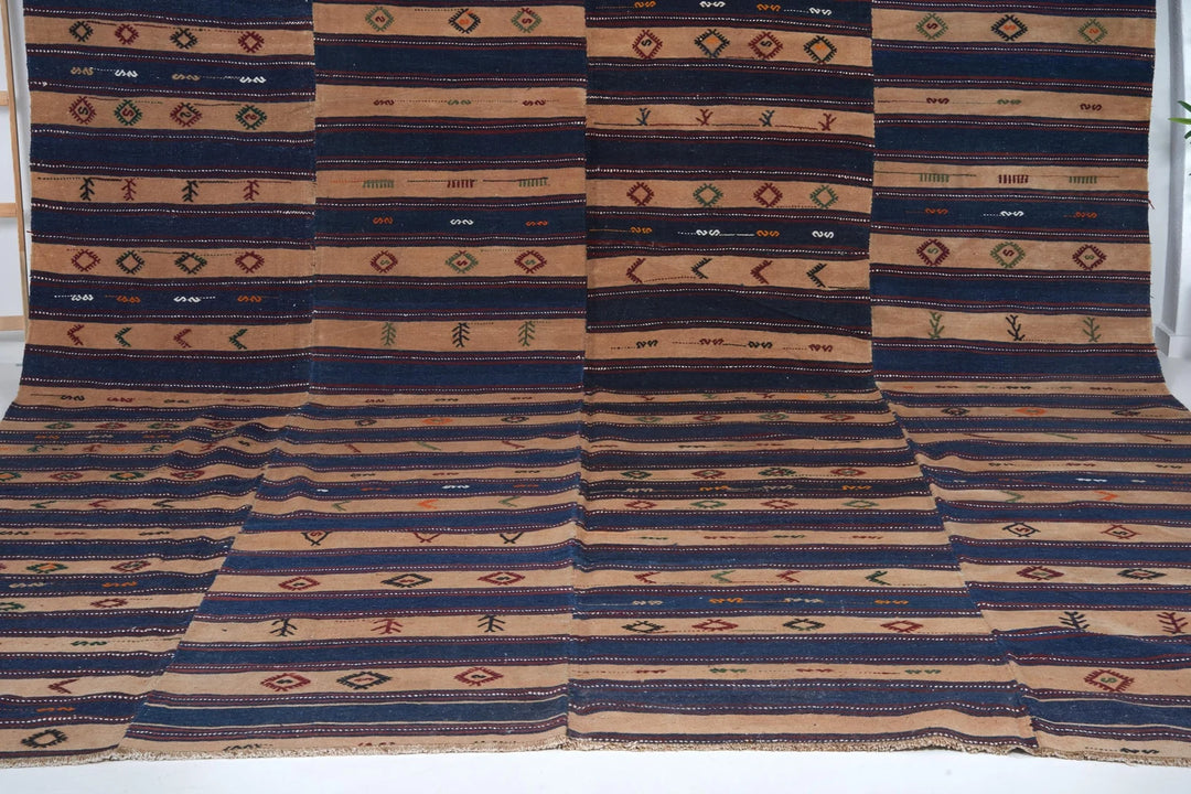 Multicolor Turkish Kilim Rug 9' 6" x 13' 1" Flat-Weave | No. VR37041