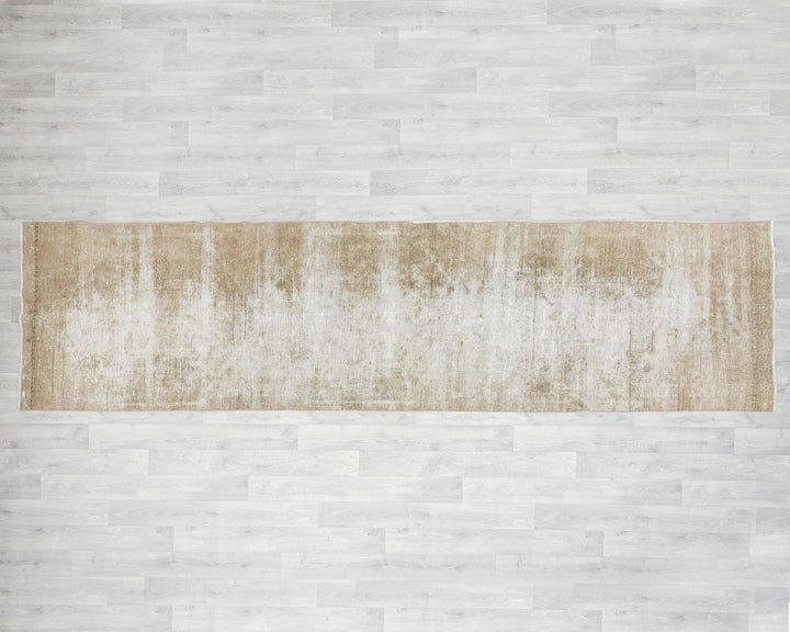 Beige Turkish Oushak Rug 3' x 11' 6" Hand-Knotted | No. VR37291