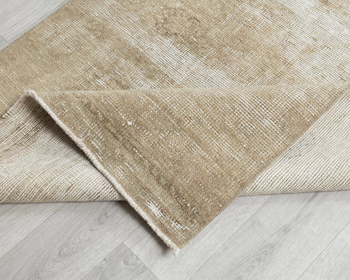 Beige Turkish Oushak Rug 3' x 11' 6" Hand-Knotted | No. VR37291