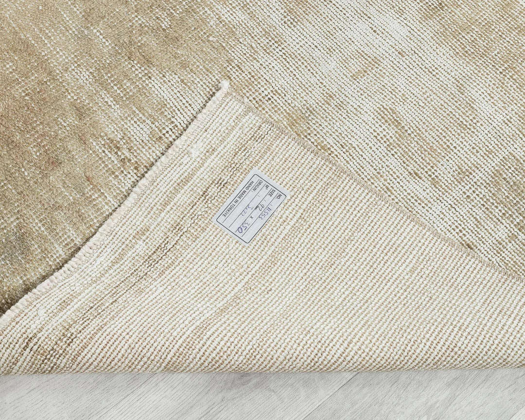 Beige Turkish Oushak Rug 3' x 11' 6" Hand-Knotted | No. VR37291