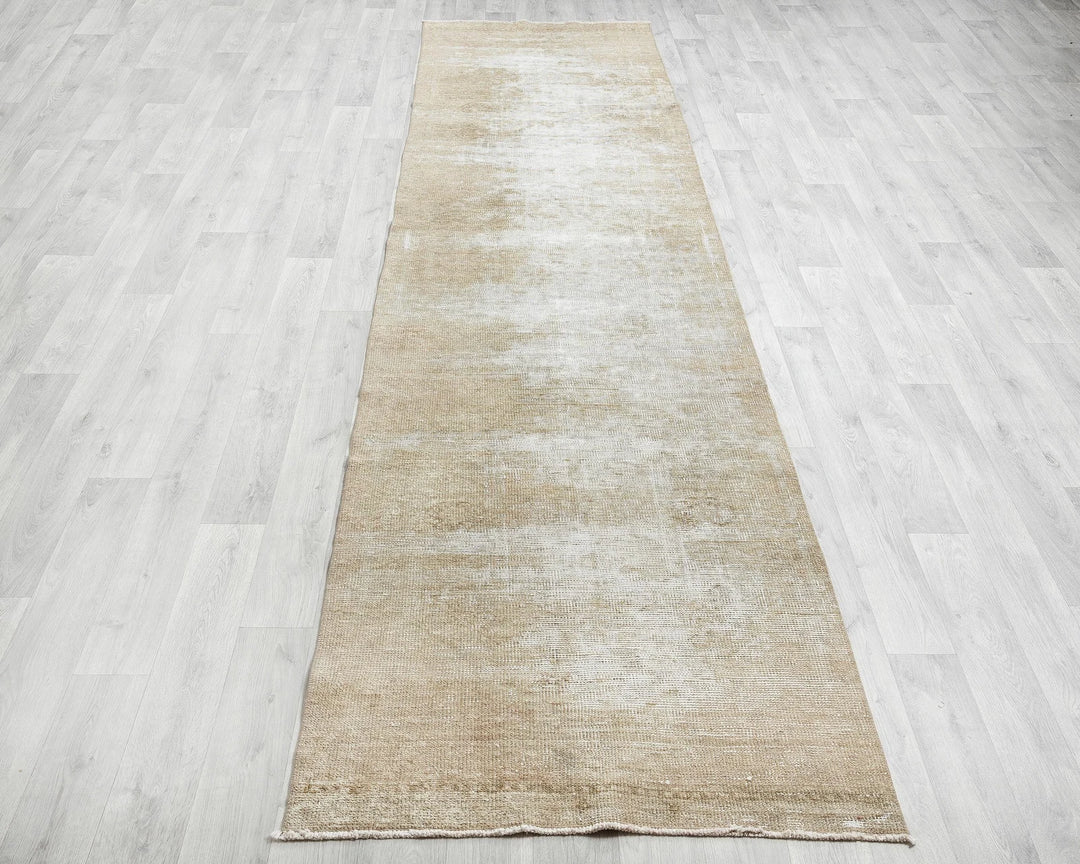 Beige Turkish Oushak Rug 3' x 11' 6" Hand-Knotted | No. VR37291