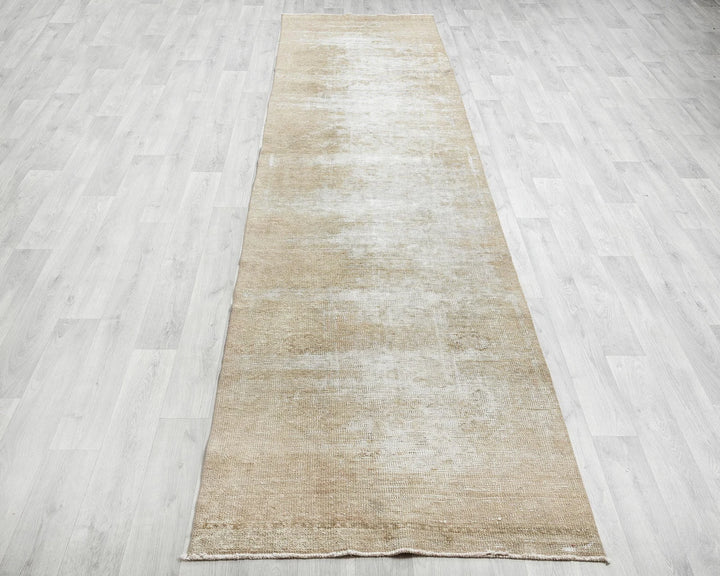Beige Turkish Oushak Rug 3' x 11' 6" Hand-Knotted | No. VR37291