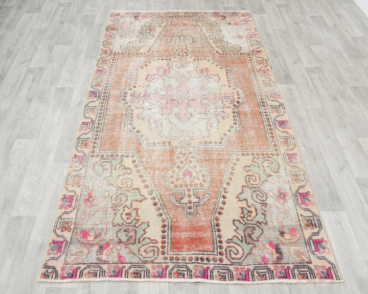 Beige Turkish Oushak Rug 4' 3" x 7' 9" Hand-Knotted | No. VR37450