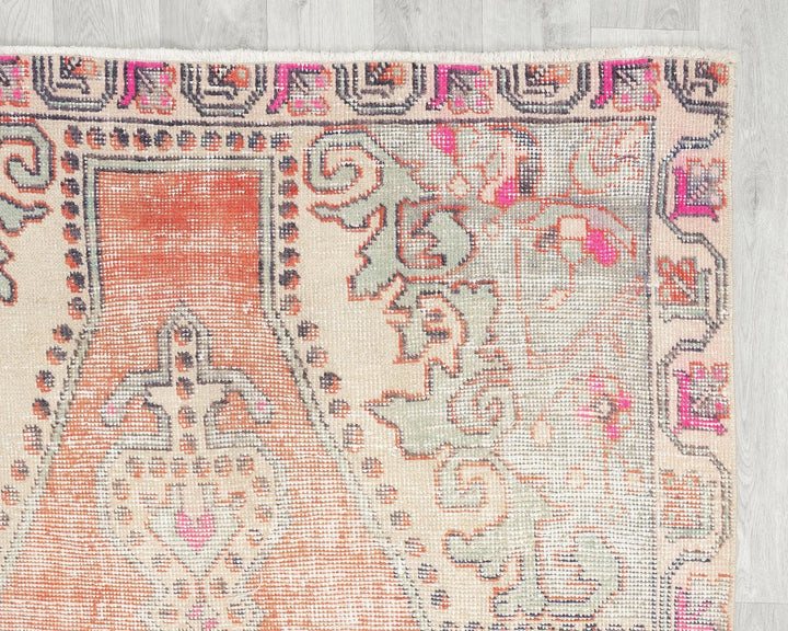 Beige Turkish Oushak Rug 4' 3" x 7' 9" Hand-Knotted | No. VR37450