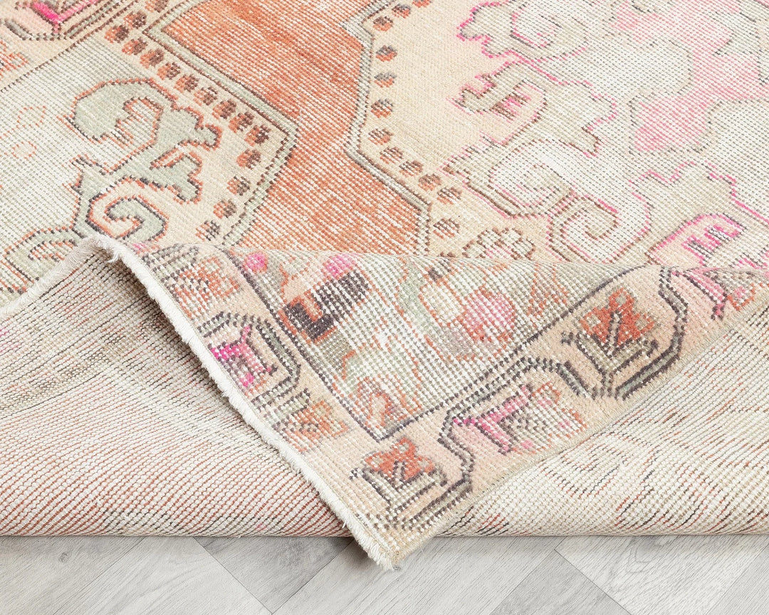 Beige Turkish Oushak Rug 4' 3" x 7' 9" Hand-Knotted | No. VR37450