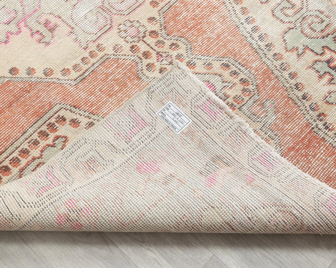 Beige Turkish Oushak Rug 4' 3" x 7' 9" Hand-Knotted | No. VR37450