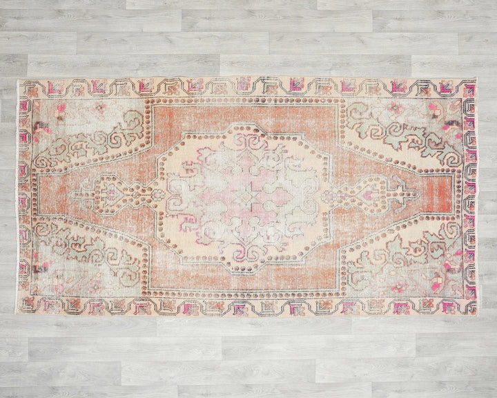 Beige Turkish Oushak Rug 4' 3" x 7' 9" Hand-Knotted | No. VR37450