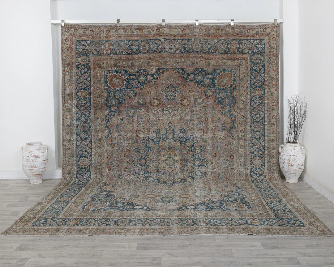 Multicolor Turkish Oushak Rug 9' 6" x 12' 2" Hand-Knotted